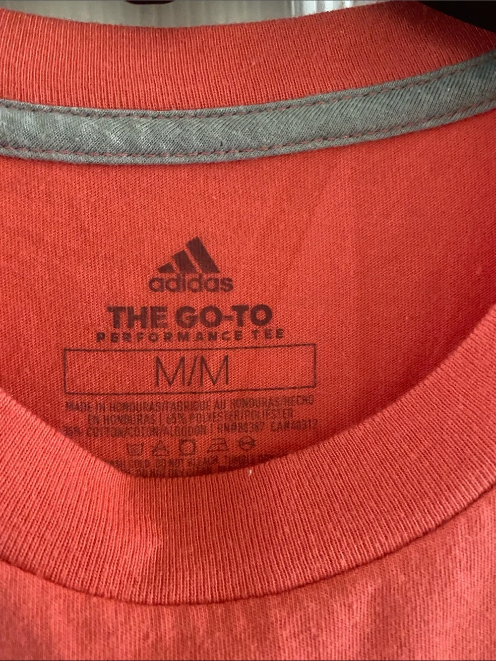 adidas Men’s Coral Red Logo Short Sleeve Tee